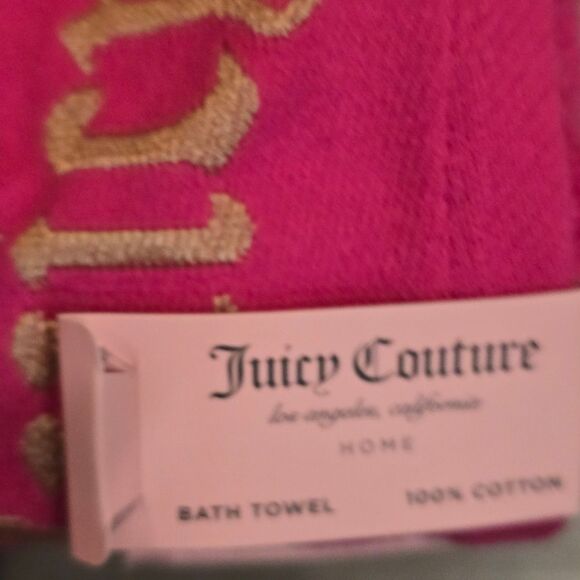 Juicy Couture Home Gold Embossed Stripes Signature Logo Oversized Bath Towel Set - Picture 9 of 12